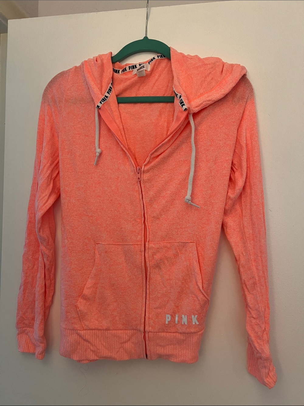 BRAND NEW PINK Victoria's Secret Coral-Peach Hooded Pullover NEVER WORN